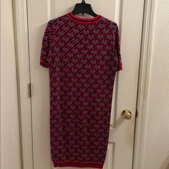 Versace Red and Blue Patterned Dress